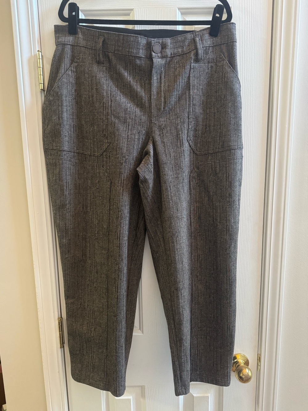 Democracy Absolution Brown Tweed Look Patched Crop Pant Preppy 16W